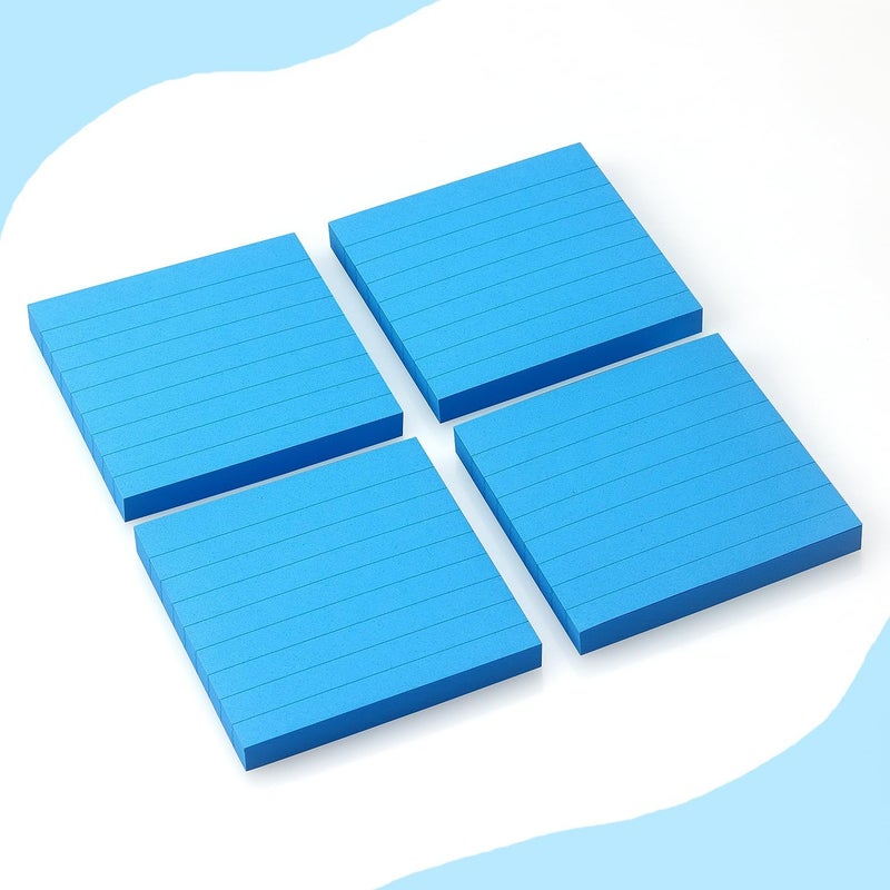 Eastern Wolf Lined Sticky Notes 3x3 Sticky Notes with Lines Self-Stick Notes Bright Color 4 Pads 90 Sheets/Pad (Blue) - Image 3